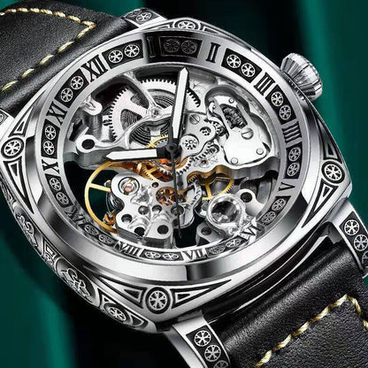 Carved Vintage Fashion Hollow Mechanical Automatic Mens Watch - Oopsdadforgot.com