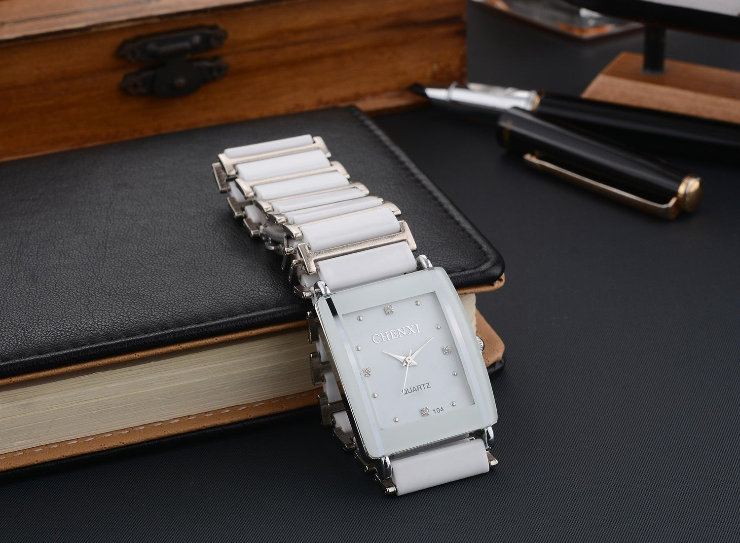 Couple's Square Diamond Set Quartz Watch - Oopsdadforgot.com