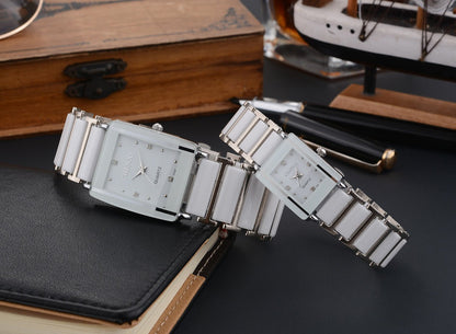Couple's Square Diamond Set Quartz Watch - Oopsdadforgot.com