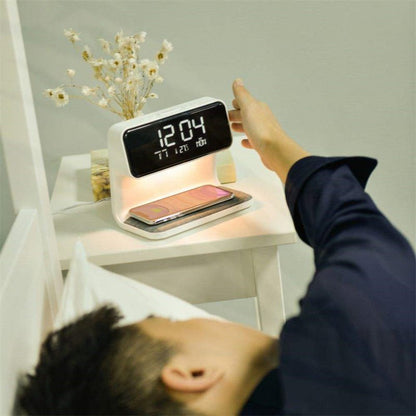 Creative 3 In 1 Bedside Lamp Wireless Charging LCD Screen Alarm Clock Wireless Phone Charger - Oopsdadforgot.com