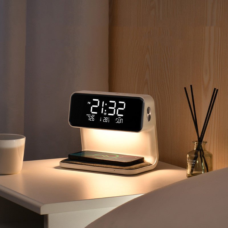 Creative 3 In 1 Bedside Lamp Wireless Charging LCD Screen Alarm Clock Wireless Phone Charger - Oopsdadforgot.com