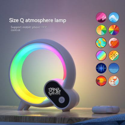 Creative Q Light Analog Sunrise Digital Display Alarm Clock Bluetooth Audio Intelligent Wake - up Q Colorful Atmosphere Light - Oopsdadforgot.com