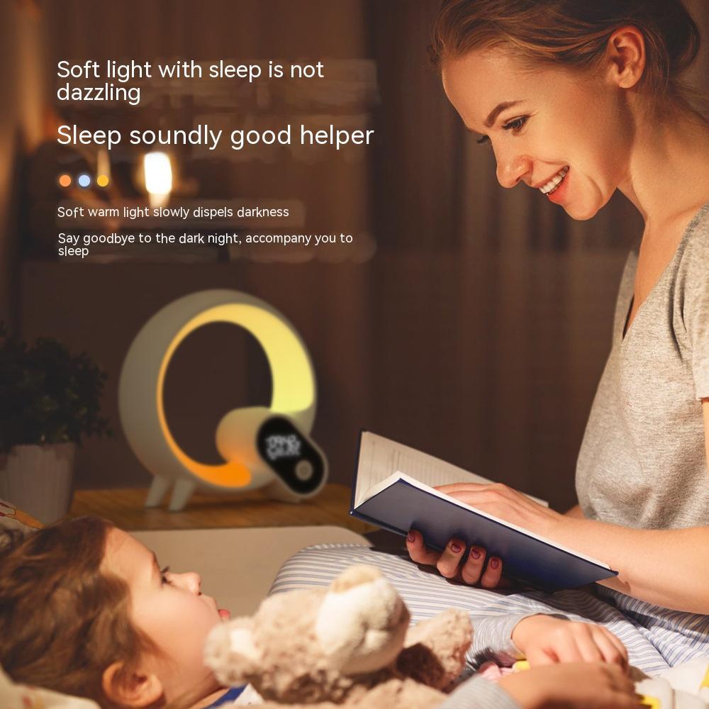 Creative Q Light Analog Sunrise Digital Display Alarm Clock Bluetooth Audio Intelligent Wake - up Q Colorful Atmosphere Light - Oopsdadforgot.com