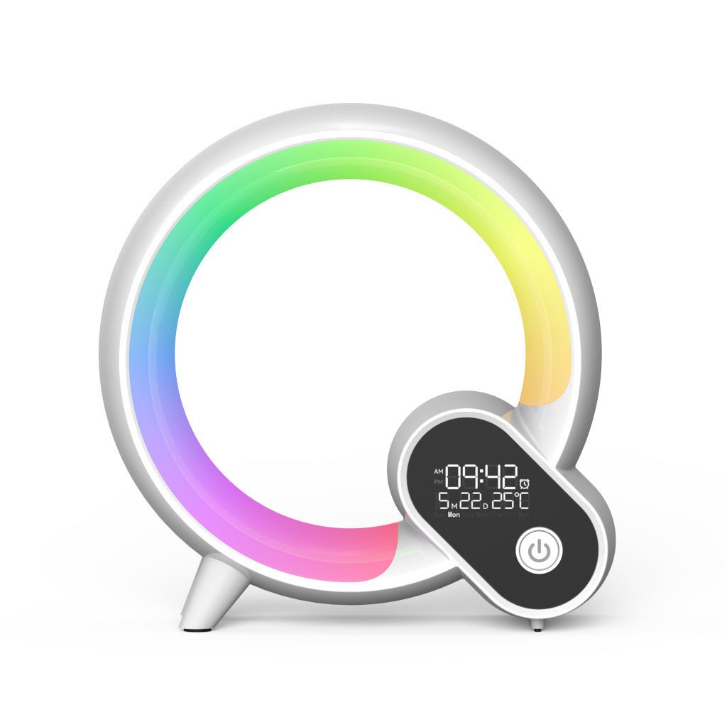 Creative Q Light Analog Sunrise Digital Display Alarm Clock Bluetooth Audio Intelligent Wake - up Q Colorful Atmosphere Light - Oopsdadforgot.com