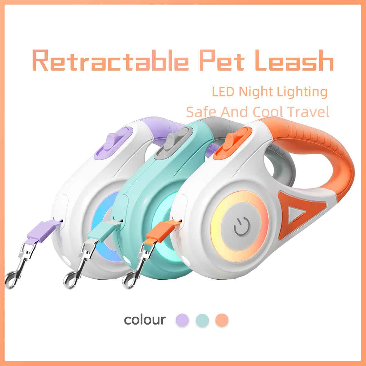 Dog Leash Retractable Leash And Dog Collar Spotlight Automatic Pet Dog Cat Traction Rope For Small Medium Dogs Pet Product - Oopsdadforgot.com