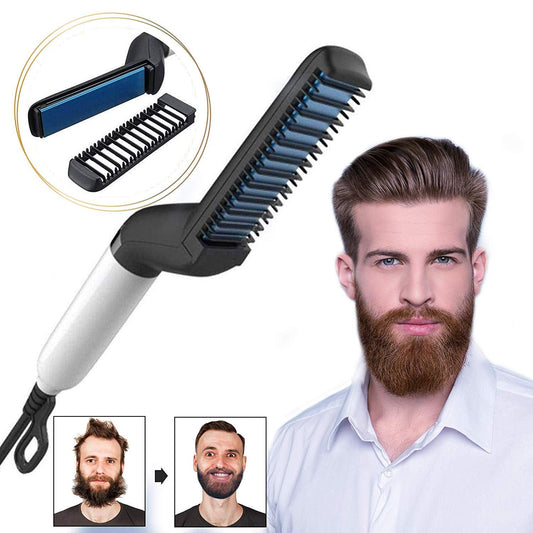 Electric Hair Straightener Brush,Men Quick Beard Straightener Styler Comb,Hair Straightening,Curly Hair Straightening Comb,Side Hair Detangling,Multifunctional Hair Curling Curler - Oopsdadforgot.com