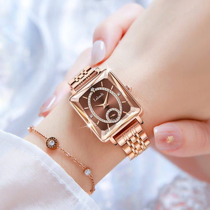 Elegance on Your Wrist – Effortlessly Stunning - Light Luxury Temperament Women's Square Quartz Watch - Oopsdadforgot.com
