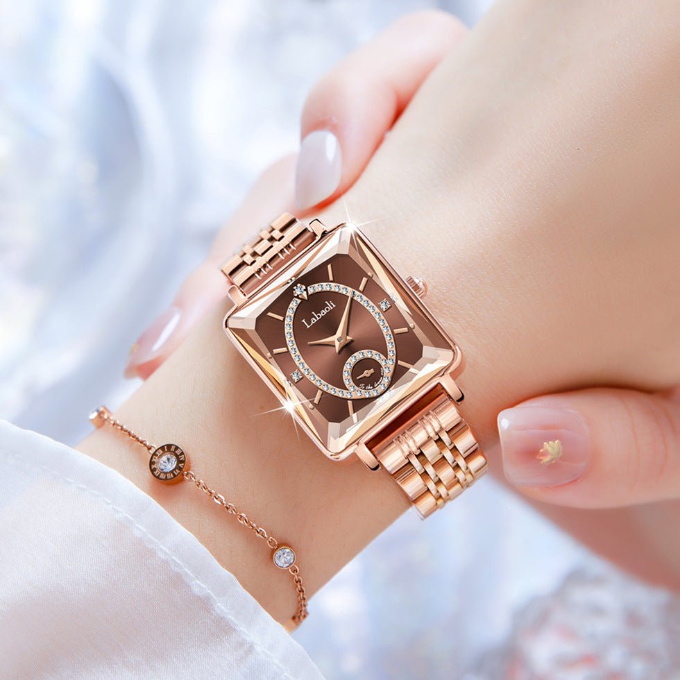 Elegance on Your Wrist – Effortlessly Stunning - Light Luxury Temperament Women's Square Quartz Watch - Oopsdadforgot.com