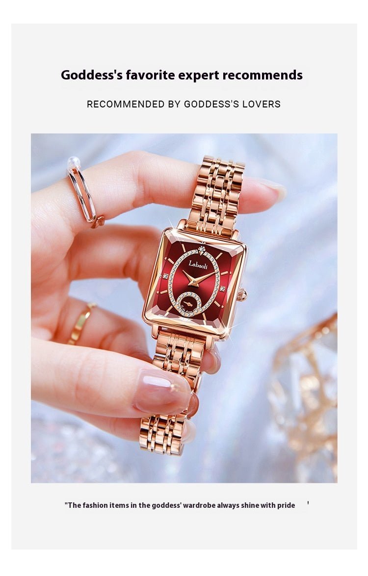 Elegance on Your Wrist – Effortlessly Stunning - Light Luxury Temperament Women's Square Quartz Watch - Oopsdadforgot.com