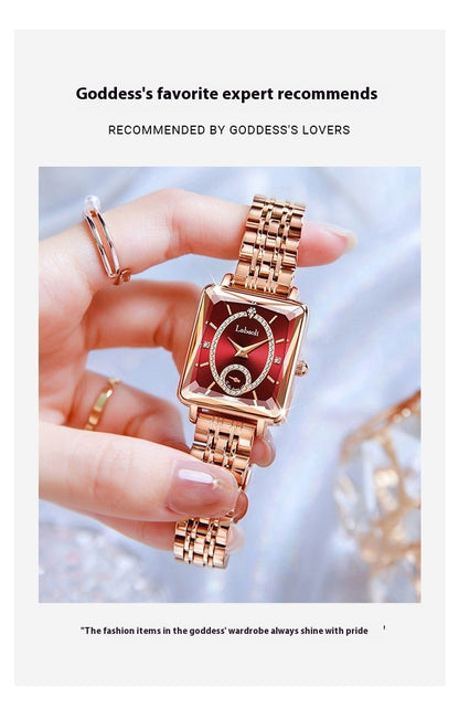 Elegance on Your Wrist – Effortlessly Stunning - Light Luxury Temperament Women's Square Quartz Watch - Oopsdadforgot.com