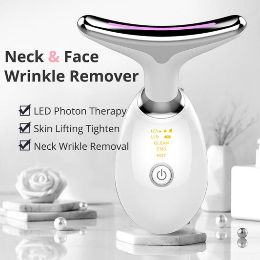 EMS Thermal Neck Lifting And Tighten Massager Electric Microcurrent Wrinkle Remover - Oopsdadforgot.com