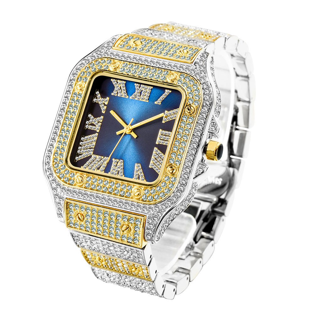 Fashion Hip Hop Diamond Full Diamond Square Men's Watch - Oopsdadforgot.com
