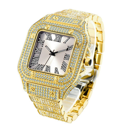 Fashion Hip Hop Diamond Full Diamond Square Men's Watch - Oopsdadforgot.com