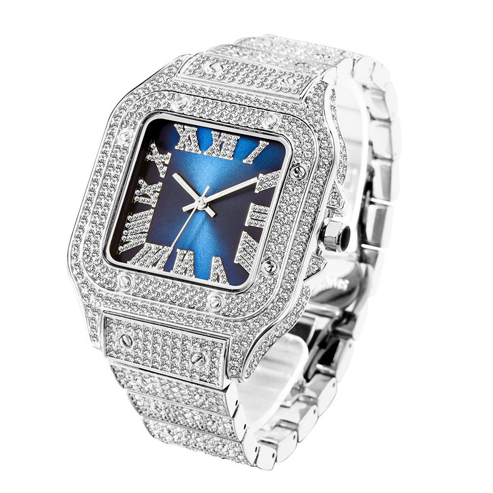 Fashion Hip Hop Diamond Full Diamond Square Men's Watch - Oopsdadforgot.com