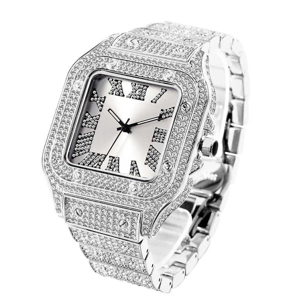 Fashion Hip Hop Diamond Full Diamond Square Men's Watch - Oopsdadforgot.com