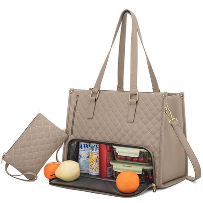 Fashionable Lunch Tote Bag Women's Thermal Insulation Lunch Box Leak - proof Crossbody Computer Storage Bag Quilted Large Capacity Handbag With Purse - Oopsdadforgot.com