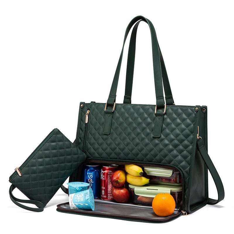 Fashionable Lunch Tote Bag Women's Thermal Insulation Lunch Box Leak - proof Crossbody Computer Storage Bag Quilted Large Capacity Handbag With Purse - Oopsdadforgot.com