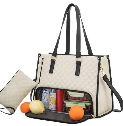 Fashionable Lunch Tote Bag Women's Thermal Insulation Lunch Box Leak - proof Crossbody Computer Storage Bag Quilted Large Capacity Handbag With Purse - Oopsdadforgot.com