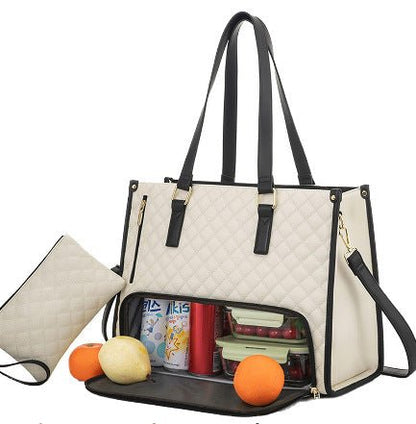 Fashionable Lunch Tote Bag Women's Thermal Insulation Lunch Box Leak - proof Crossbody Computer Storage Bag Quilted Large Capacity Handbag With Purse - Oopsdadforgot.com