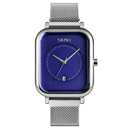 Fashionable Mens Square Business Quartz Student Mens Mesh - Strap Waterproof Calendar Watch - Oopsdadforgot.com