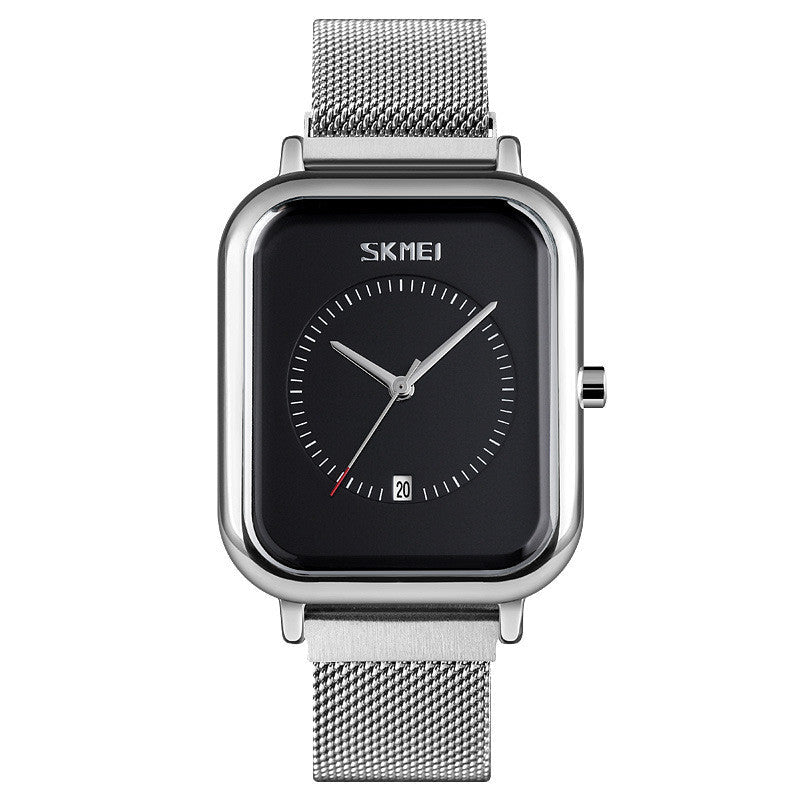 Fashionable Mens Square Business Quartz Student Mens Mesh - Strap Waterproof Calendar Watch - Oopsdadforgot.com