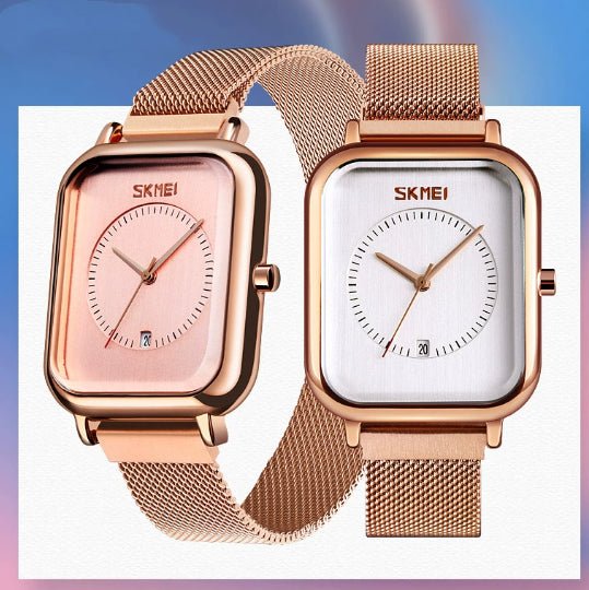 Fashionable Mens Square Business Quartz Student Mens Mesh - Strap Waterproof Calendar Watch - Oopsdadforgot.com