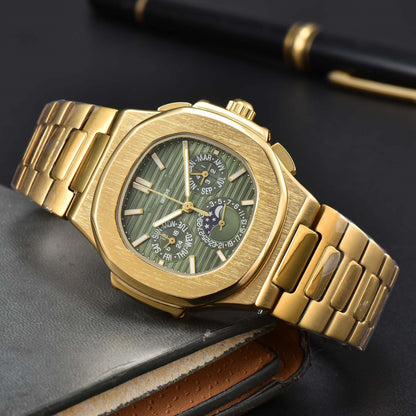 Fashionable Six - Prong Steel - Strap Business - Style Nautilus Mens Watch - Oopsdadforgot.com