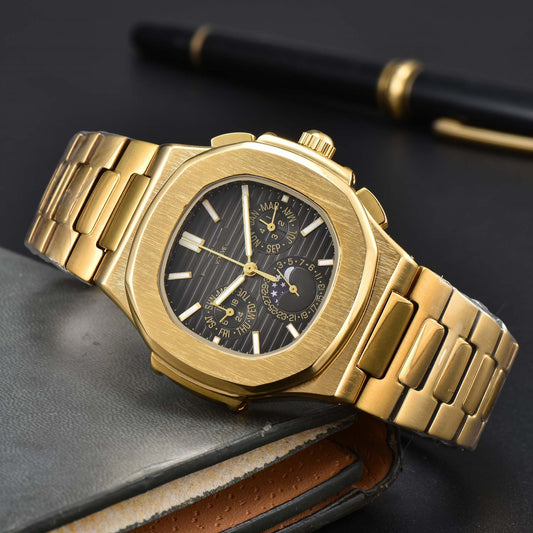 Fashionable Six - Prong Steel - Strap Business - Style Nautilus Mens Watch - Oopsdadforgot.com