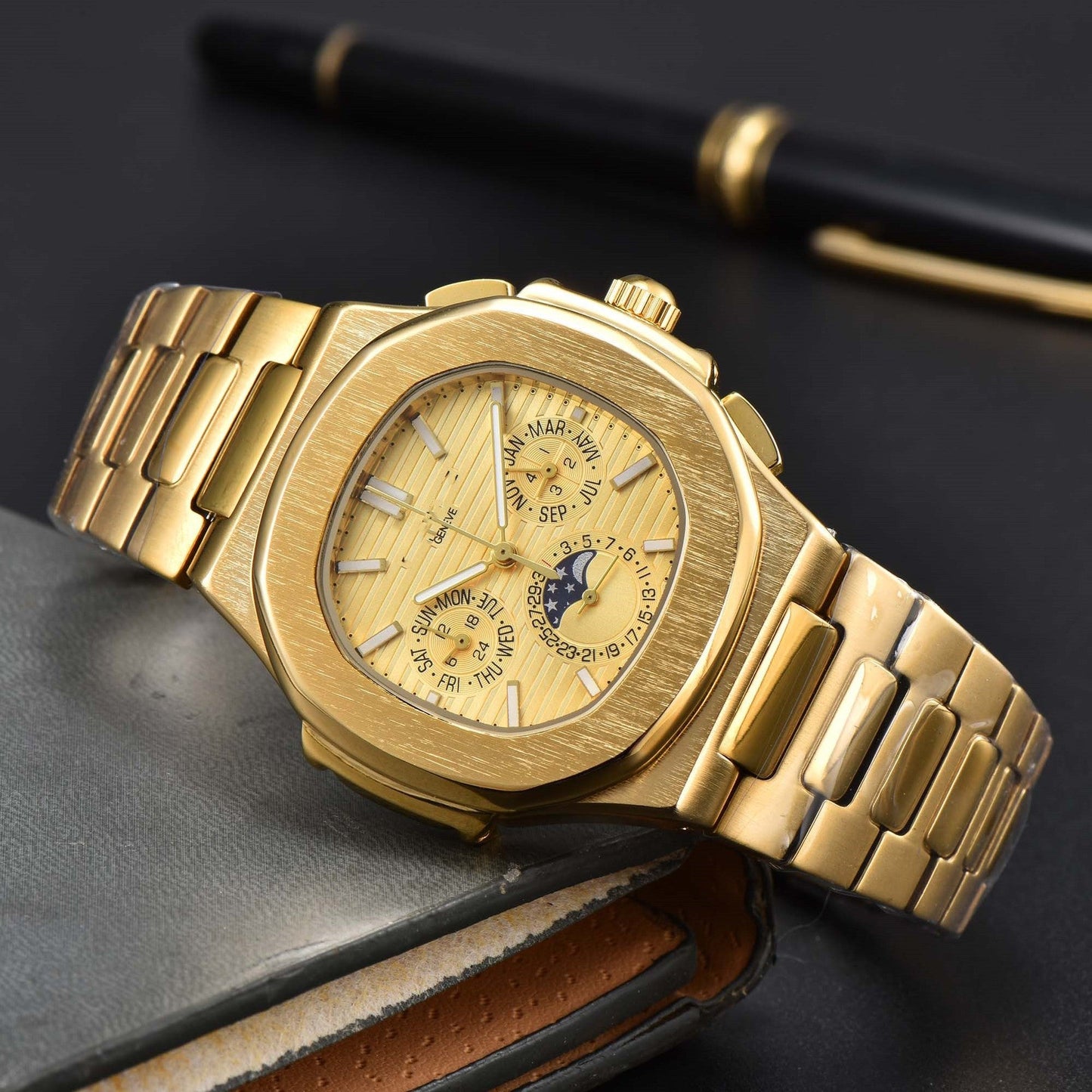 Fashionable Six - Prong Steel - Strap Business - Style Nautilus Mens Watch - Oopsdadforgot.com