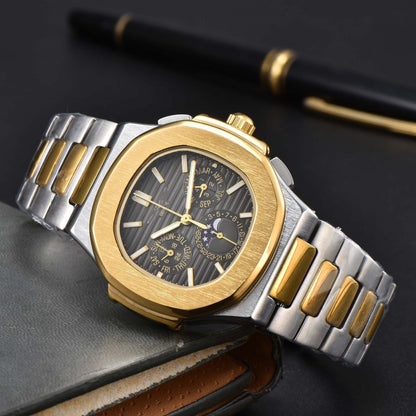 Fashionable Six - Prong Steel - Strap Business - Style Nautilus Mens Watch - Oopsdadforgot.com