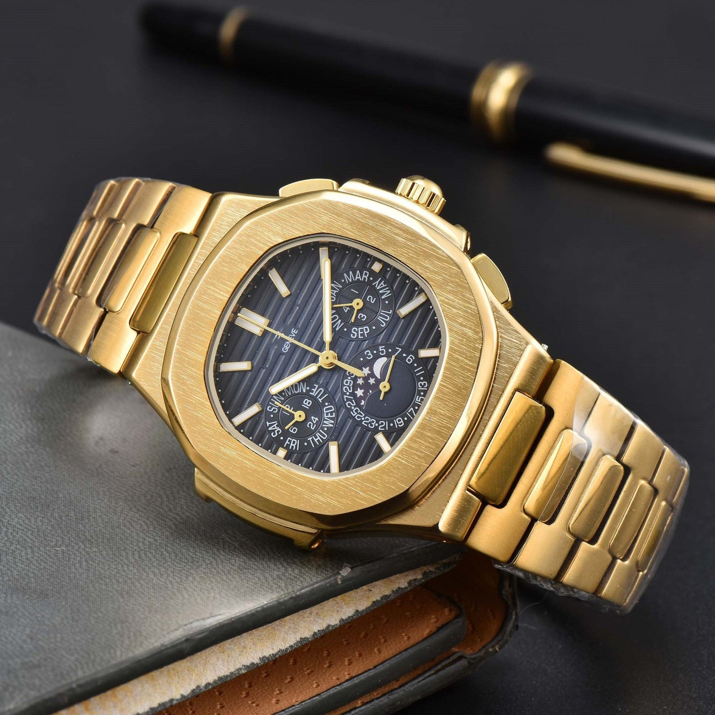 Fashionable Six - Prong Steel - Strap Business - Style Nautilus Mens Watch - Oopsdadforgot.com