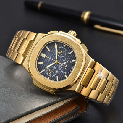 Fashionable Six - Prong Steel - Strap Business - Style Nautilus Mens Watch - Oopsdadforgot.com
