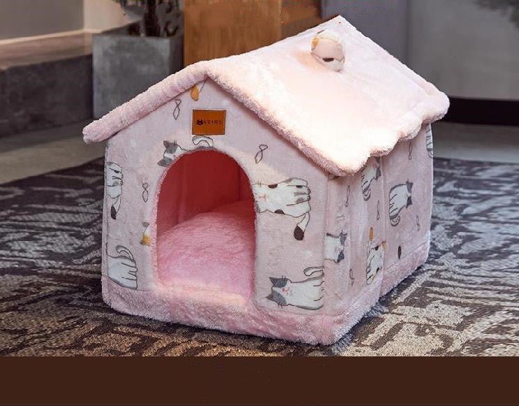 Foldable Dog House Pet Cat Bed Winter Dog Villa Sleep Kennel Removable Nest Warm Enclosed Cave Sofa Pets Supplies - Oopsdadforgot.com