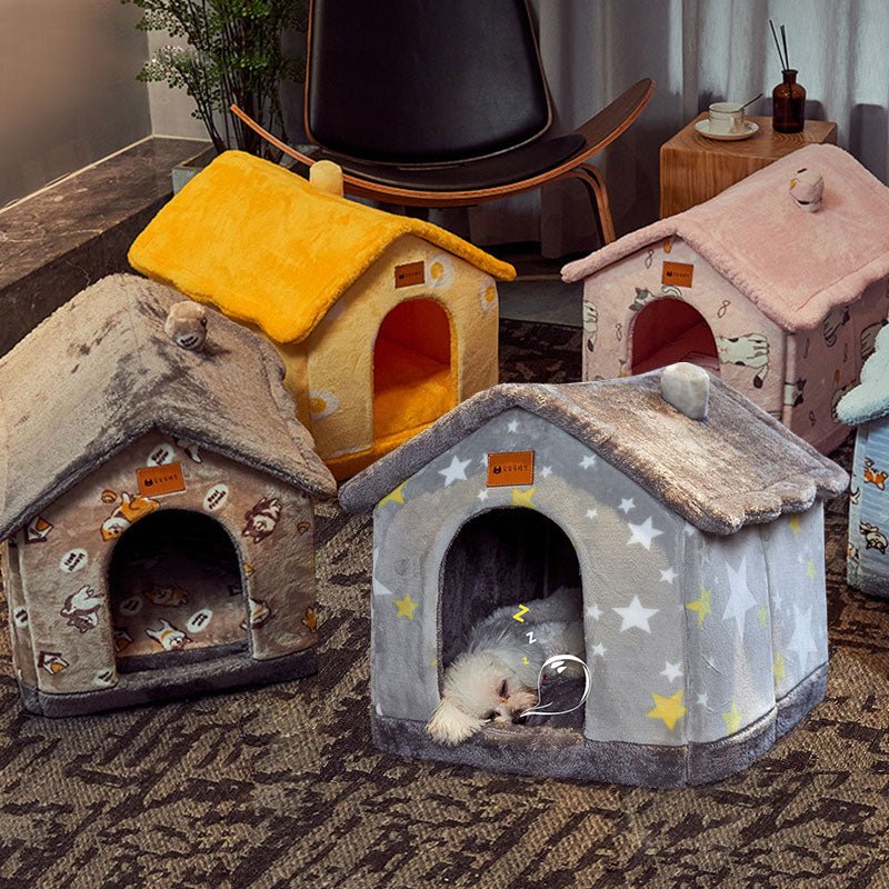 Foldable Dog House Pet Cat Bed Winter Dog Villa Sleep Kennel Removable Nest Warm Enclosed Cave Sofa Pets Supplies - Oopsdadforgot.com