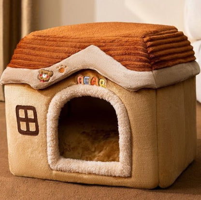 Foldable Dog House Pet Cat Bed Winter Dog Villa Sleep Kennel Removable Nest Warm Enclosed Cave Sofa Pets Supplies - Oopsdadforgot.com
