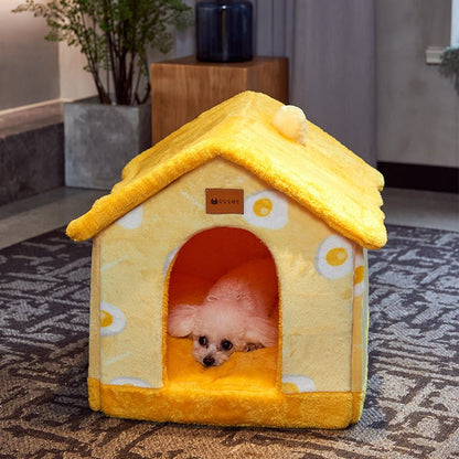 Foldable Dog House Pet Cat Bed Winter Dog Villa Sleep Kennel Removable Nest Warm Enclosed Cave Sofa Pets Supplies - Oopsdadforgot.com