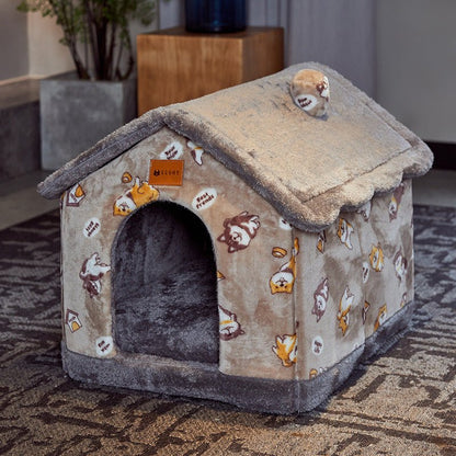 Foldable Dog House Pet Cat Bed Winter Dog Villa Sleep Kennel Removable Nest Warm Enclosed Cave Sofa Pets Supplies - Oopsdadforgot.com
