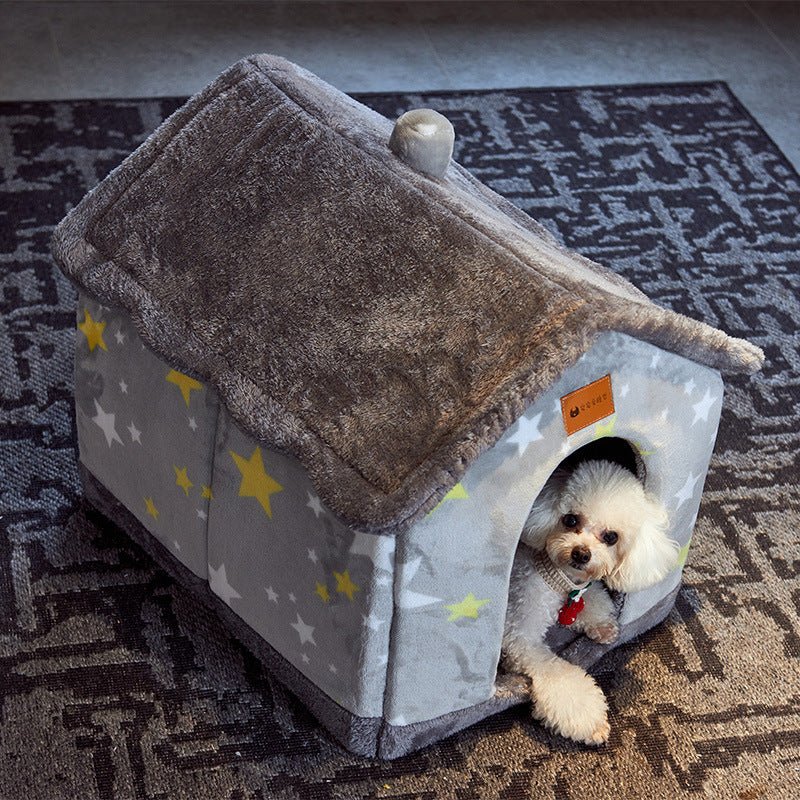 Foldable Dog House Pet Cat Bed Winter Dog Villa Sleep Kennel Removable Nest Warm Enclosed Cave Sofa Pets Supplies - Oopsdadforgot.com
