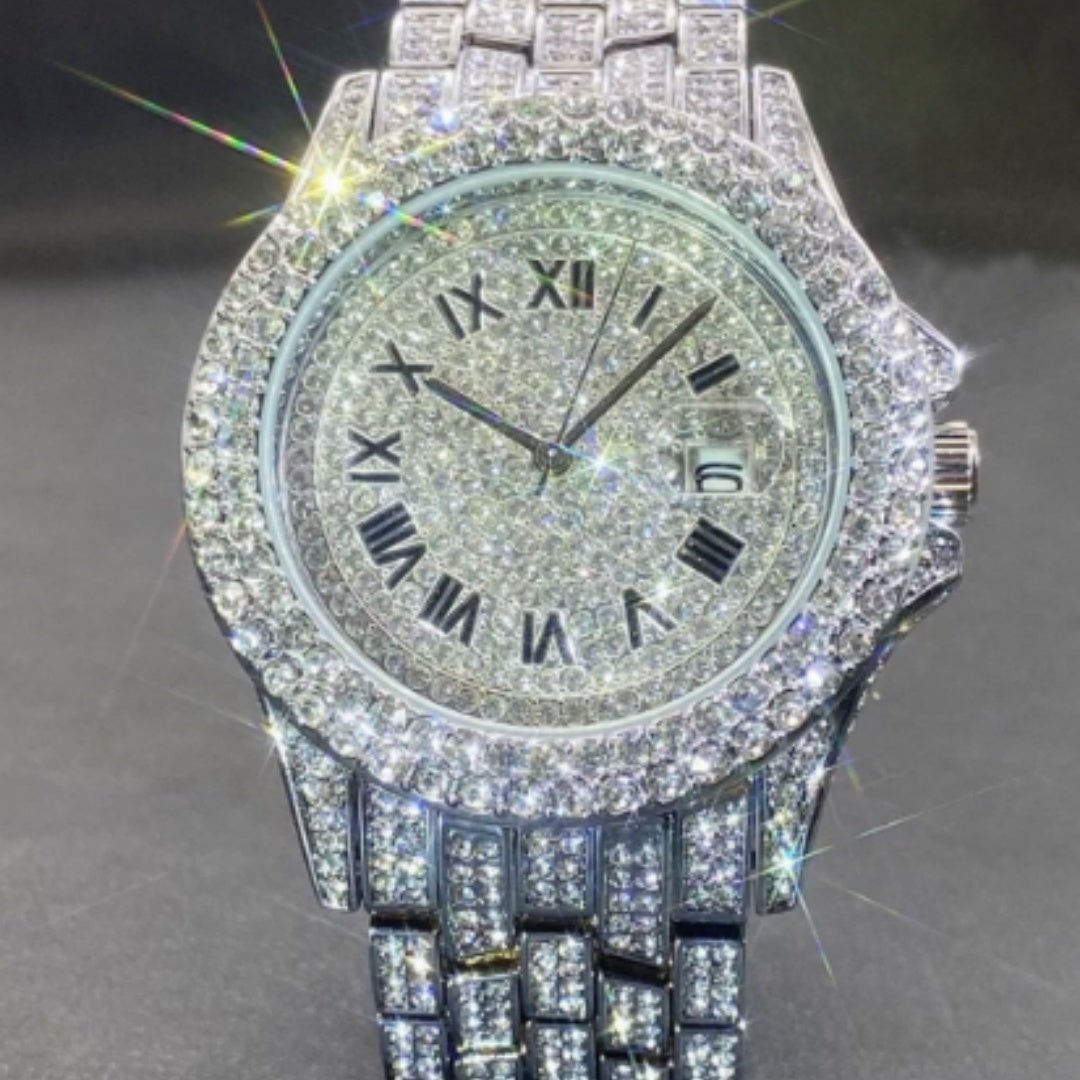 Full Diamond High End Calendar Men's Quartz Watch Gentlemen's Watch - Oopsdadforgot.com