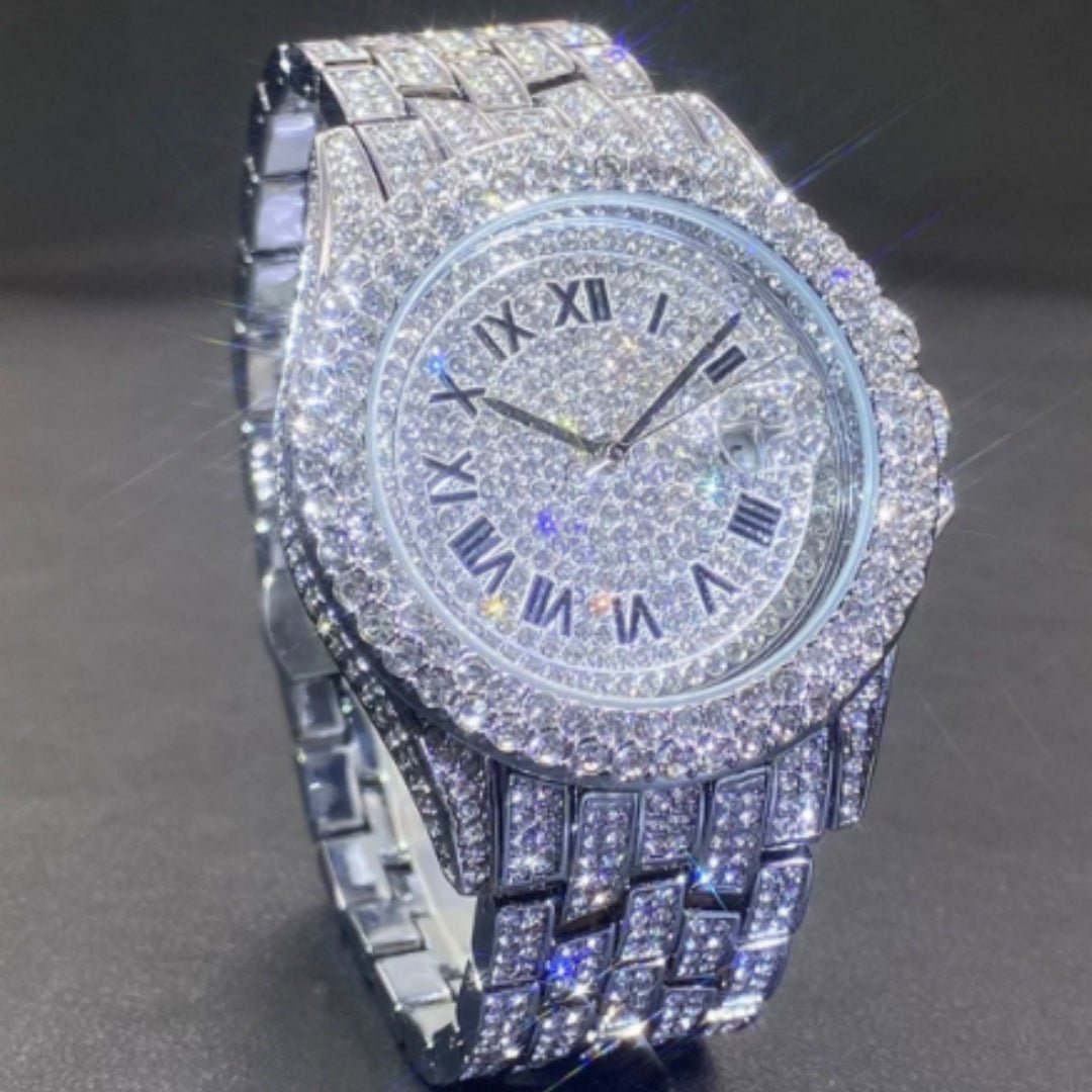 Full Diamond High End Calendar Men's Quartz Watch Gentlemen's Watch - Oopsdadforgot.com