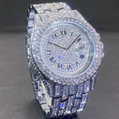 Full Diamond High End Calendar Men's Quartz Watch Gentlemen's Watch - Oopsdadforgot.com