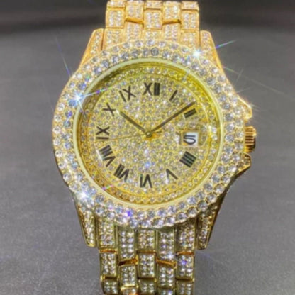 Full Diamond High End Calendar Men's Quartz Watch Gentlemen's Watch - Oopsdadforgot.com
