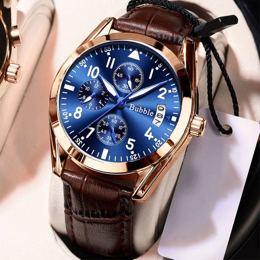Fully Automatic Quartz Luminous Waterproof Digital Six - Hand Mens Watch - Oopsdadforgot.com