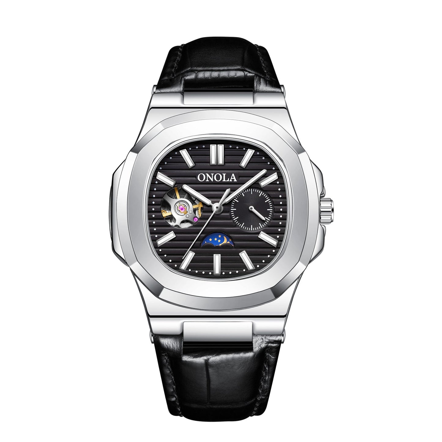 High - Quality Mechanical Watch Sun Moon And Stars Design Waterproof Leather Strap - Oopsdadforgot.com