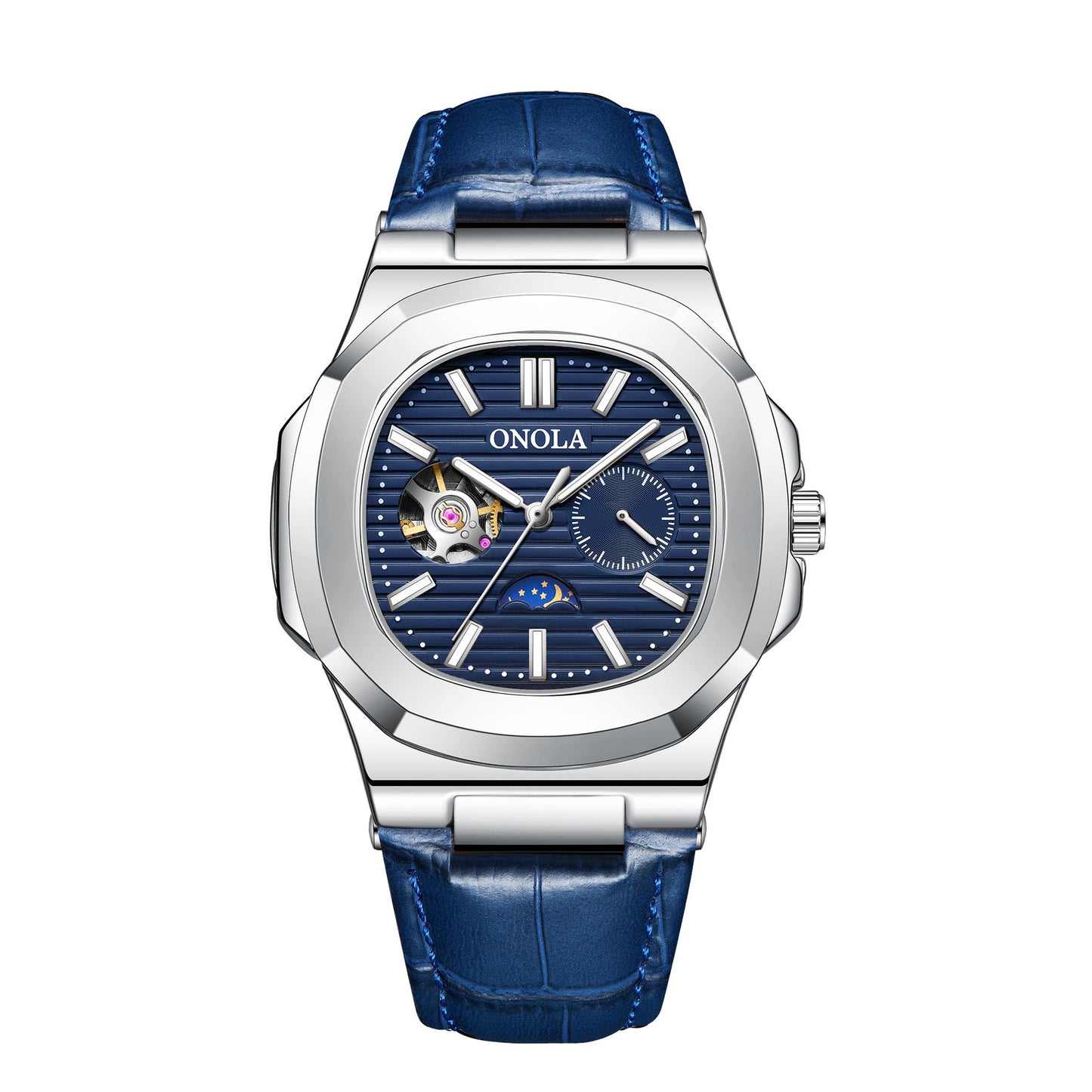 High - Quality Mechanical Watch Sun Moon And Stars Design Waterproof Leather Strap - Oopsdadforgot.com