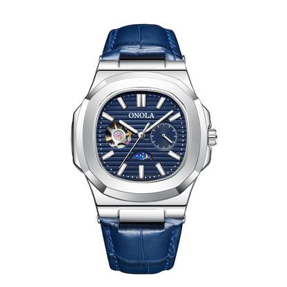 High - Quality Mechanical Watch Sun Moon And Stars Design Waterproof Leather Strap - Oopsdadforgot.com