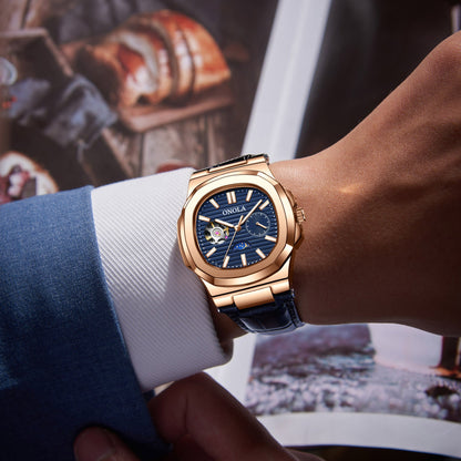 High - Quality Mechanical Watch Sun Moon And Stars Design Waterproof Leather Strap - Oopsdadforgot.com
