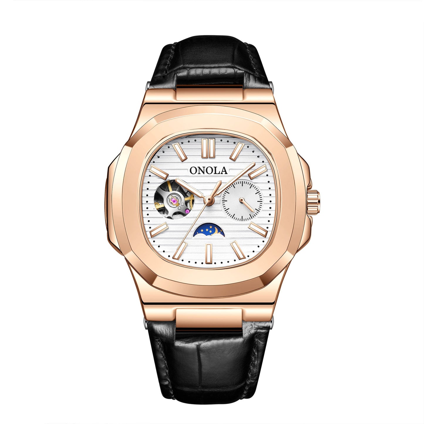 High - Quality Mechanical Watch Sun Moon And Stars Design Waterproof Leather Strap - Oopsdadforgot.com