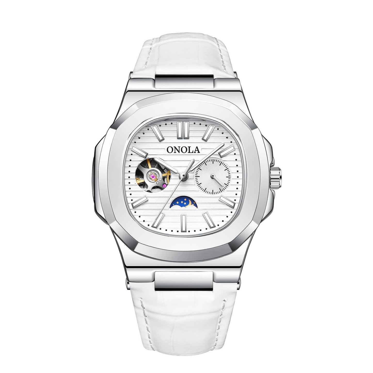 High - Quality Mechanical Watch Sun Moon And Stars Design Waterproof Leather Strap - Oopsdadforgot.com