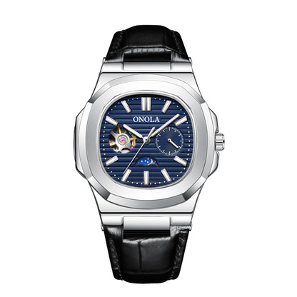 High - Quality Mechanical Watch Sun Moon And Stars Design Waterproof Leather Strap - Oopsdadforgot.com